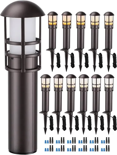 Miniatura 10 de LEONLITE Paquete de 12 luces LED para caminos de paisaje, 3 W y 12 V AC/DC, luces de camino de bajo voltaje CRI90+, IP65 impermeable, no regulable