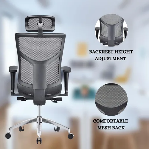 Miniatura 7 de Silla de oficina ergonómica de malla GM Seating Dreem II Serie Mesh, malla color negra, base de cromo