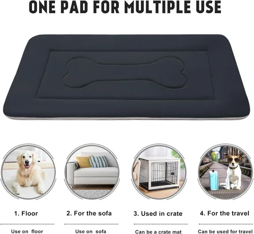 Miniatura 4 de Cama grande y acolchada de 36.0, 42.0 y 47.0 pulgadas para perro, lavable, con base antideslizante, cama para mascotas, camas para gatos, caseta