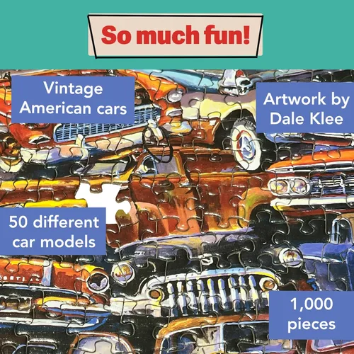 Miniatura 2 de TDC Games Rompecabezas de coche clásico fabuloso de los años 50, rompecabezas vintage de 1000 piezas para adultos