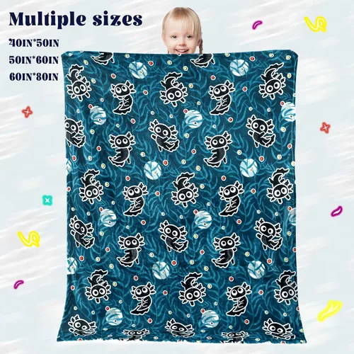 Miniatura 6 de Manta de Ajolotl para Niños que Brilla en la Oscuridad Manta para Niños Niños Manta de Tiro Regalos de Ajolotl Decoración Animal Salamandra Mantas