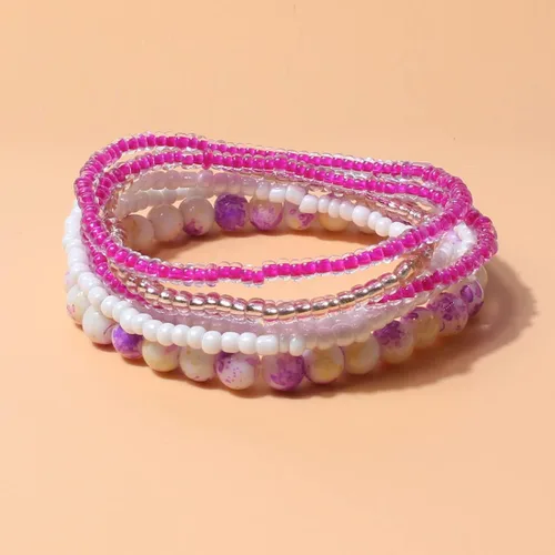 Miniatura 2 de COLORFUL BLING Juego de pulseras de cuentas de cristal bohemio, pulseras apilables multicapa, pulseras elásticas con dijes bohemios, hechas a mano
