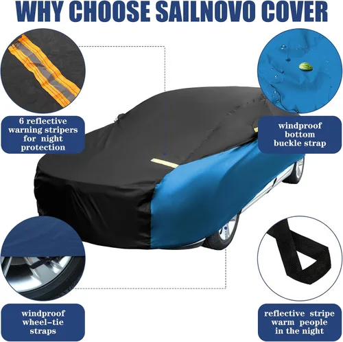 Miniatura 7 de Riakrum Funda completa impermeable para todo tipo de clima, para automóviles, resistente al viento, a la lluvia, protección UV, resistente a