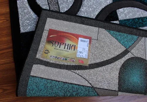 Miniatura 8 de Masada Rugs Sophia Collection - Alfombra de pasillo tallada a mano, moderna, contemporánea, turquesa, gris, negro (2 pies 8 pulgadas x 10 pies)