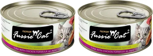 Miniatura 11 de Fussie Cat Comida húmeda prémium de atún y gambas en Aspic sin granos para gatos, 2.82 onzas, caja de 24