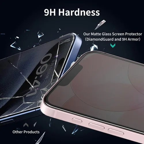 Miniatura 3 de Paquete de 2 protectores de pantalla de vidrio templado mate para iPhone 17e/16e/13 Pro/13/14, película de vidrio templado mate antirreflejos