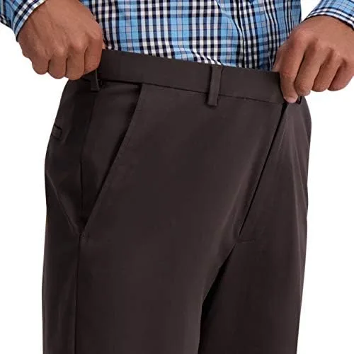 Miniatura 4 de Haggar Pantalón casual para hombre sin hierro de alta calidad, color caqui, ajuste clásico, parte delantera plana, cintura expansible, tallas