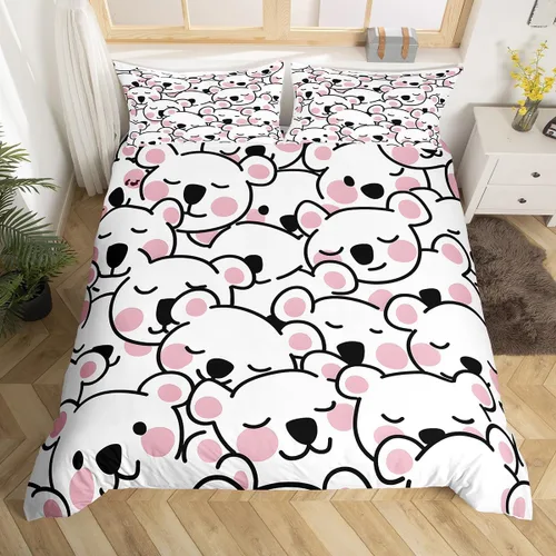 Miniatura 3 de Feelyou Juego de ropa de cama de koala para niños y niñas, funda de edredón con estampado de koala de dibujos animados, funda de edredón