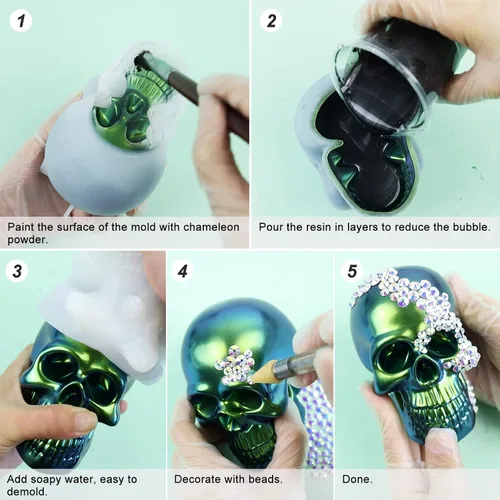 Miniatura 5 de LET'S RESIN Moldes de silicona 3D con forma de calavera grande, molde de resina epoxi de calavera de esqueleto para hacer velas, decoración del 1