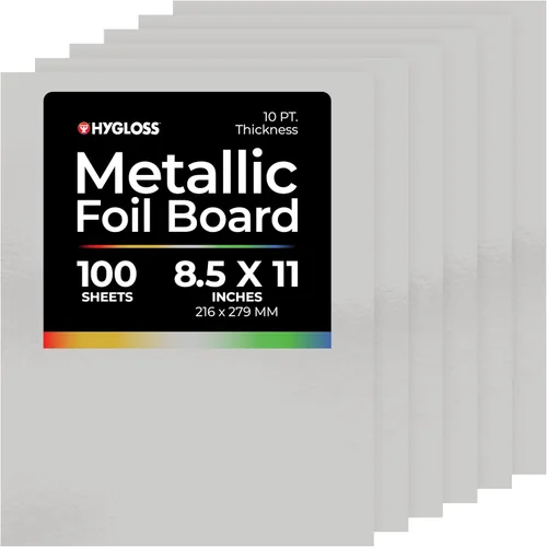 Miniatura 14 de Hygloss Hojas de cartulina metálica, 100 hojas de oro mate, 8.5 x 11 pulgadas, resistentes, 10 puntos, papel de cartón metálico para manualidades