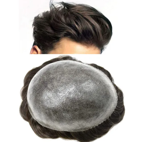 Miniatura 41 de LYRICAL HAIR Toupee for Men Human Hair Replacement System Injected Poly Skin Male Prothesis Durable PU Mens Hairpiece Wig 5"X7" #1 Jet Black 120%