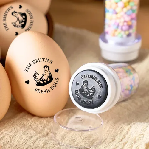 Sellos de huevos personalizados para huevos frescos | Sello de huevo de goma personalizado | Etiquetas de huevos de granja | Regalos de gallinero