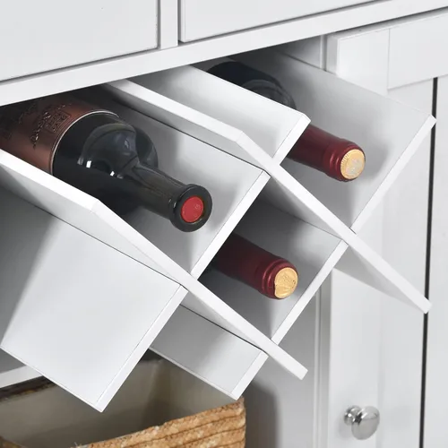 Miniatura 8 de Carrito de isla de cocina, moderno carrito móvil de isla de cocina con 2 armarios de almacenamiento y 4 ruedas de bloqueo, estante de vino, 2