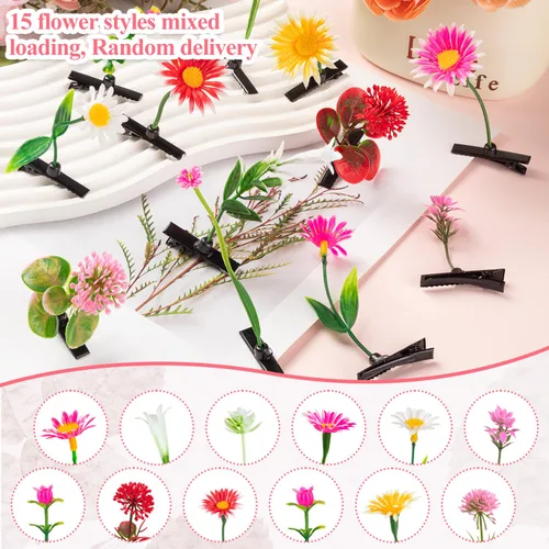 Miniatura 2 de 50 pinzas para brotes de hierba, horquillas de flores para mujeres, niñas, niños, fiesta, escuela