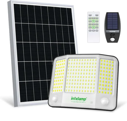 Miniatura 8 de intelamp Luces solares impermeables para exteriores, 20000 mAh, 2000 lúmenes, reflector exterior con control remoto con cable de 16.4 pies