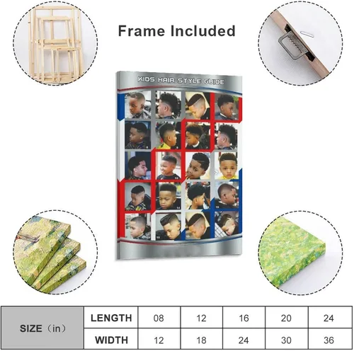 Miniatura 2 de Póster de peluquería para decoración de pared, peinados infantiles, estilos de cabello modernos para niños, pinturas artísticas de pared, lienzo