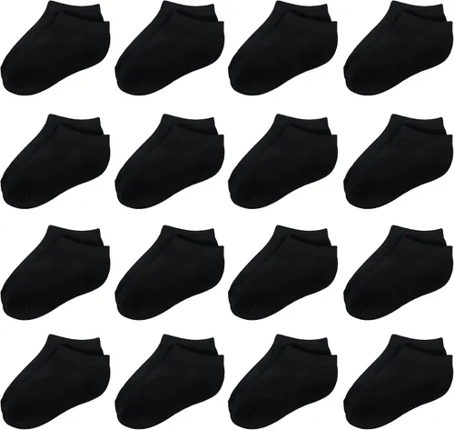 Calcetines para niños pequeños, paquete de 16 calcetines atléticos de corte bajo para bebés, niños y niñas, calcetines transpirables a granel