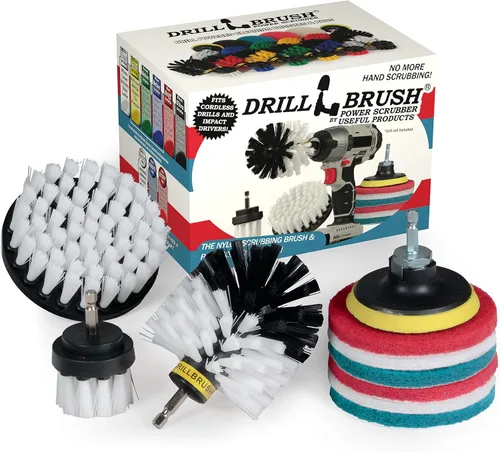 Miniatura 12 de Drillbrush Suministros de limpieza de cocina – Almohadillas para fregar todo el hogar y cepillos de rigidez media – Kit de cepillo de limpieza