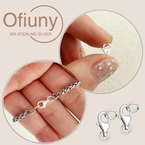 Miniatura 5 de Cierres de langosta de oro de 18 quilates para hacer joyas, cierre de pinza de langosta de plata de ley 925 con anillos de salto para collares