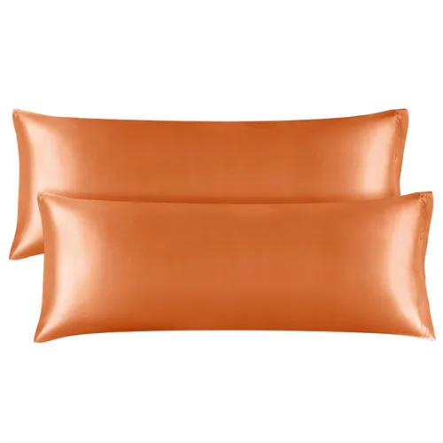 Miniatura 168 de Bedelite Funda de almohada de satén para el cuerpo, súper suave y refrescante, para el cabello y la piel, transpirable, sedosa y larga, 20 x 54 Rosa