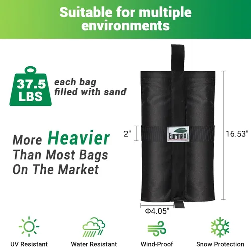 Miniatura 6 de Eurmax USA Bolsas de Peso para Toldo Emergente Refugio Exterior, Cenador Refugio Instantáneo Pesos para Patas de Toldo, Bolsas de Arena, Juego de 4