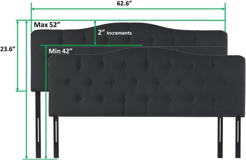 Miniatura 3 de Naomi Home Cassandra - Cabecero capitoné tamaño Queen, tapizado en tela de lino duradera, amortiguación de espuma de alta calidad, altura ajustable