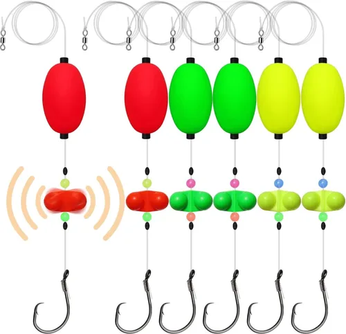 Miniatura 10 de Dovesun Pre-Tied Catfish Rig System, 23 Inch 55LB Santee Cooper Catfish Float Rig with Adjustable EVA Slip Float and High Carbon Circle Hooks 5/0
