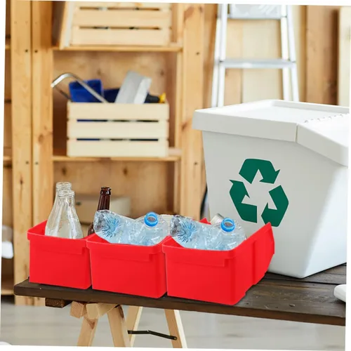 Miniatura 7 de DOITOOL Cajas de cajas de plástico con tapas, cubos de almacenamiento pequeños, cubos de almacenamiento apilables montados en la pared rojos