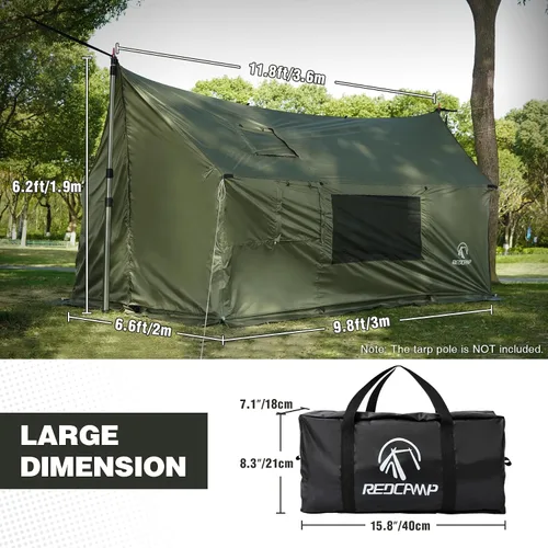 Miniatura 5 de REDCAMP Tienda de Campaña Caliente Grande tipo Hamaca con Salida para Estufa, Tienda de Campaña de Pared de Invierno Impermeable y Resistente al