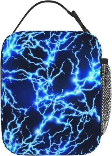 Miniatura 3 de Lonchera Lightning para niños y niñas, bolsa de almuerzo aislada reutilizable con bolsillo lateral, lonchera azul para niñas, niños y adolescentes
