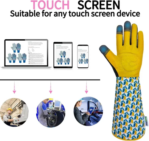 Miniatura 5 de Guantes Largos de Jardinería, Resistentes a Espinas y Pinchazos, Guantes Protectores para Rosas y Cactus para Jardinero, Regalos Tuilp