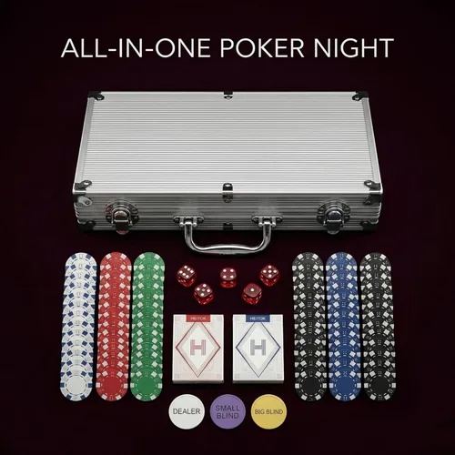 Miniatura 2 de HEITOK Juego de fichas de póquer, 500 fichas de 11.5g de calidad de casino con estuche de aluminio, cartas de juego y botón de distribuidor