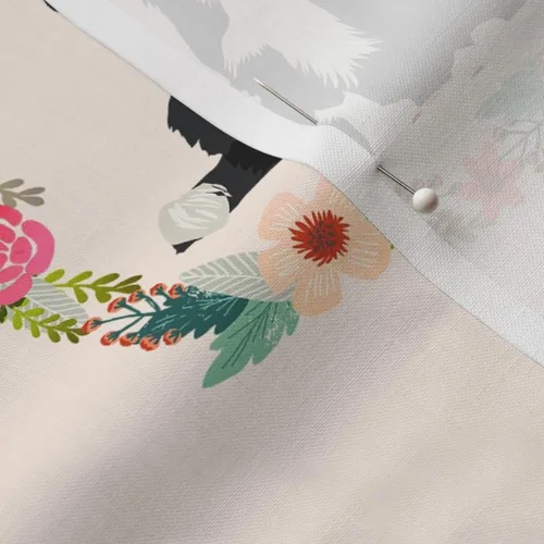 Miniatura 5 de Spoonflower Fabric - Inch Border Collie Black White Wreath Florals Dog Floral Dogs Collies Printed on Chiffon Fabric Fat Quarter - Sewing Fashion