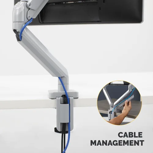 Miniatura 6 de Fellowes Platinum Series - Brazo de monitor único para monitores de 40 pulgadas, movimiento completo, rotación de 360°, montaje VESA con ojal o Plata