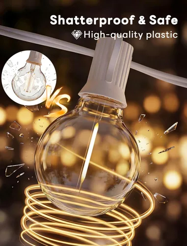 Miniatura 3 de Abeja Cadena de luces LED para exteriores de 25 pies, tira de luces de globo de patio con 27 bombillas LED transparentes inastillables