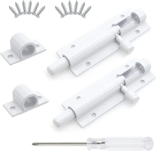 Pestillo de Perno de Barril Deslizante Blanco de 3 Pulgadas, Cerradura de Puerta Deslizante de Aleación de Aluminio, Pestillo de Perno de Puerta