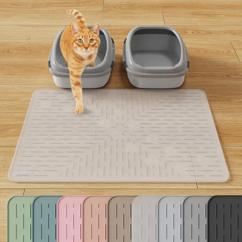 Miniatura 27 de OHMO Alfombrilla Grande para Arena de Gatos Alfombrilla de Captura Premium Goma de Silicona 31.5 x 23.6 pulgadas Gris Ceniza, Alfombrilla para Caja
