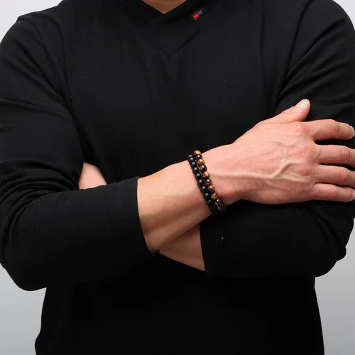 Miniatura 3 de Pulsera de ojo de tigre de roca de lava para hombre, regalos para cumpleaños, aniversario, regalos de Navidad para hombres, papá, marido, hijo