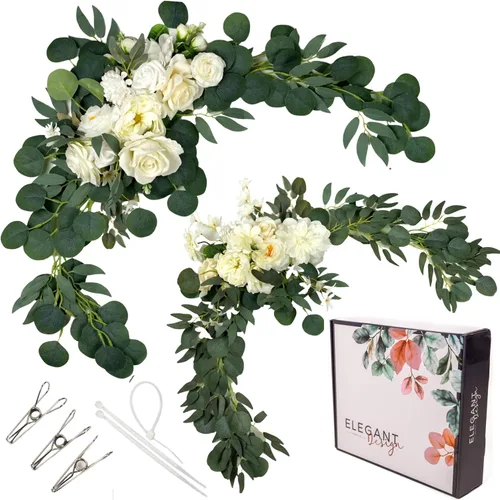 Elegant Design Flores de arco de boda para decoración de telón de fondo, paquete XL de 2 (1 x 45 pulgadas y 1 x 35 pulgadas), flores de arco para