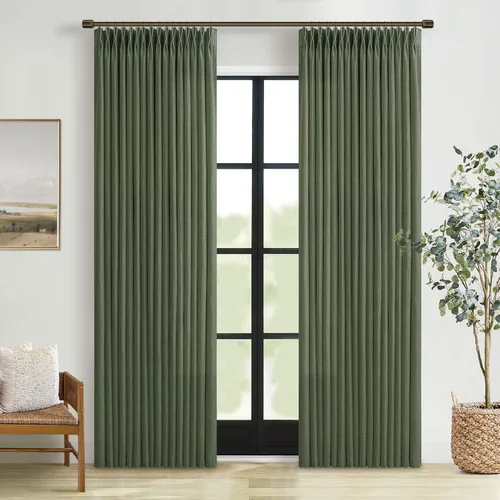 Miniatura 19 de TWODRAPES Cortinas de Lino Plisadas con Pinza Beige Blancas de 54 Pulgadas de Largo 2 Paneles para Comedor Cocina Dormitorio Plisadas Semi
