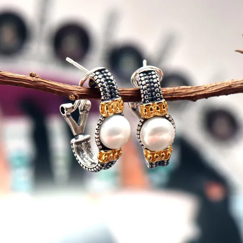 Miniatura 3 de LeCalla Aretes de plata de ley 925 con espalda Omega para mujer Aretes de tuerca Omega con clip Aretes de tuerca Omega con clip