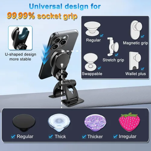 Miniatura 2 de Soporte de teléfono de automóvil para Pop Socket, agarre para tablero de instrumentos, base adhesiva doble para cualquier superficie, soporte