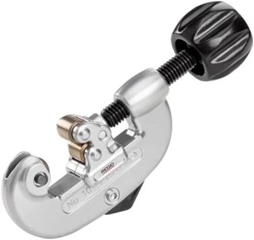 RIDGID 32915 #10 Cortador de tubos de alimentación de tornillo con rueda de servicio pesado, cortador de tubos de 1/8 a 1 pulgada, plata/negro,