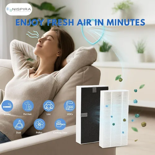Miniatura 6 de Nispira Filtro U HRF201B de repuesto 2 en 1 de carbón activado HEPA para purificador de aire Honeywell Febreze FRF102B FRF101B FHT190 FHT180 FHT170