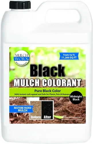 MulchWorx Black Mulch - Concentrado de color negro - Trata 11,200 pies cuadrados - Spray de tinte para mantillo negro puro medianoche