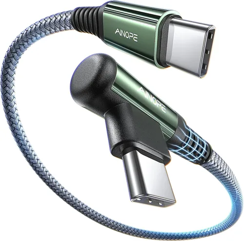 AINOPE Cable corto USB C a USB C de 1.5 pies, 1 paquete de 60 W, cable trenzado de nailon tipo C de carga rápida para iPhone 15 Pro Max Plus Samsung