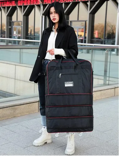Miniatura 7 de Radefasun Bolsa de viaje Oxford expandible extra grande con ruedas, impermeable, ligera, plegable, maleta, Negro -, Equipaje extensible central