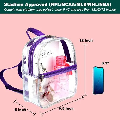 Miniatura 10 de Keepcross Mochila transparente de 12 x 6 x 12 pulgadas para eventos de estadio, bolsa transparente para estadios, eventos deportivos, festivales