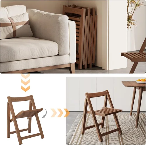 Miniatura 5 de AnywaysWood Soild - Juego de 2 sillas plegables de madera para interiores o exteriores, capacidad de 300 libras, ahorro de espacio y diseño portátil