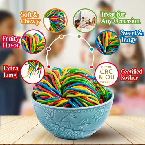 Miniatura 2 de Dee Best Caramelos de regaliz con sabor a fresa en forma de cuerda roja Suaves y masticables de extra larga duración, enrejados